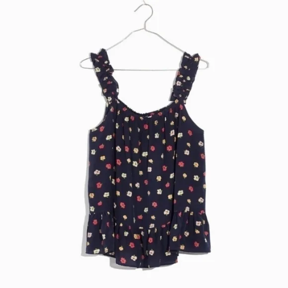 Madewell Silk Ruffle Strap Cami Top in Confetti - Picture 10 of 10